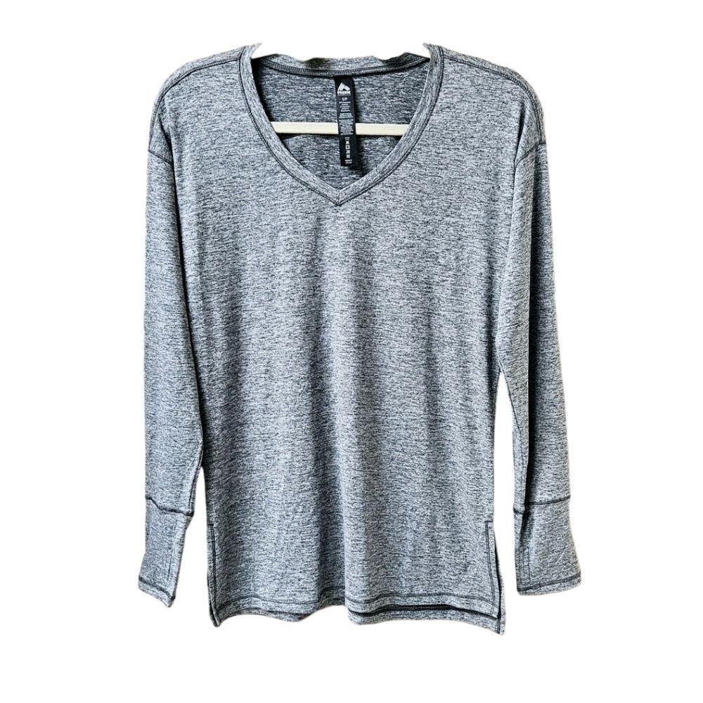 RBX LIVE LIFE ACTIVE Women's New LongSleeve V-Neck Gray Workout Top.
